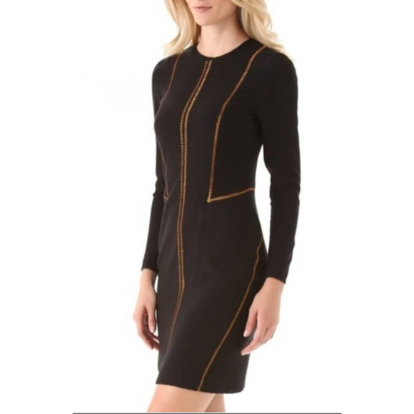 Rag & Bone Raj Black Crepe Sheath with Prominent Copper Stitching size 6 - Picture 6 of 10